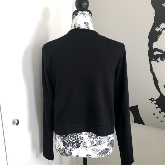 VALETTE Black Ponte Cotton Motocycle Jacket Asymmetrical Zipline Crop Size 10 - Picture 9 of 17